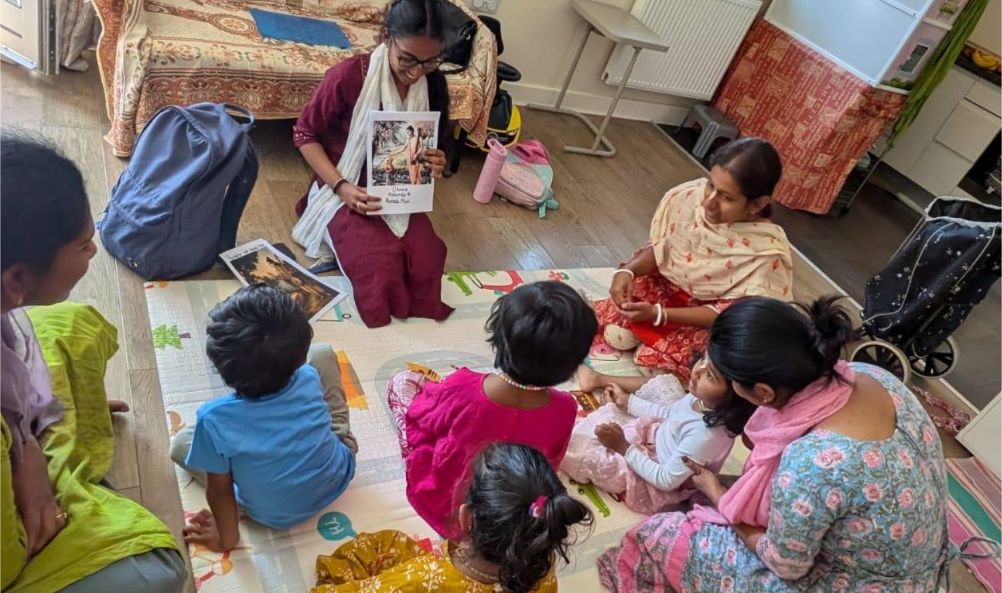 Toddlers Sangha gathering with children and parents seated on the floor