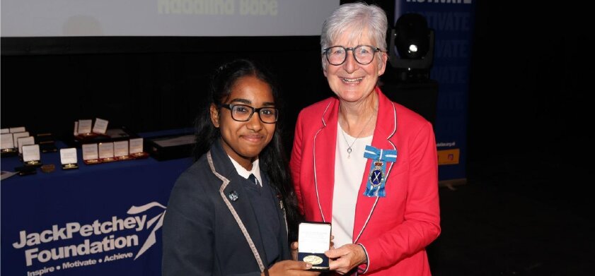 Samyukhthaa receiving the Jack Petchey Achievement Award
